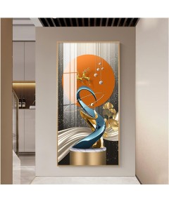 Light Luxury Crystal Painting Orange Color & Gold Cavre